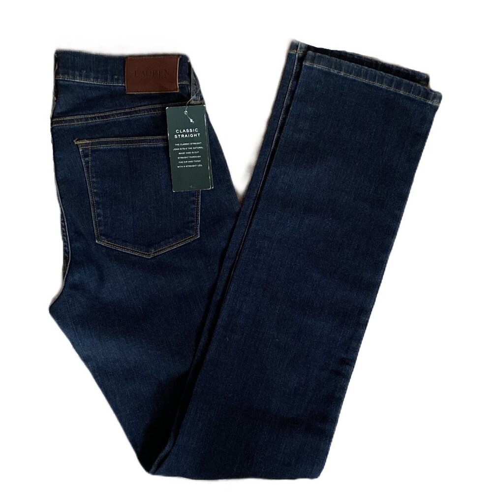 Lauren Ralph Lauren Classic Slimming Straight Cotton Jeans US2 Dark-wash MidRise